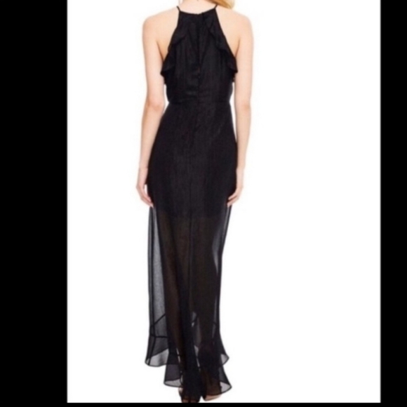 ASTR Black Arielle full length asymmetrical dress shimmer M NWT - Picture 4 of 9